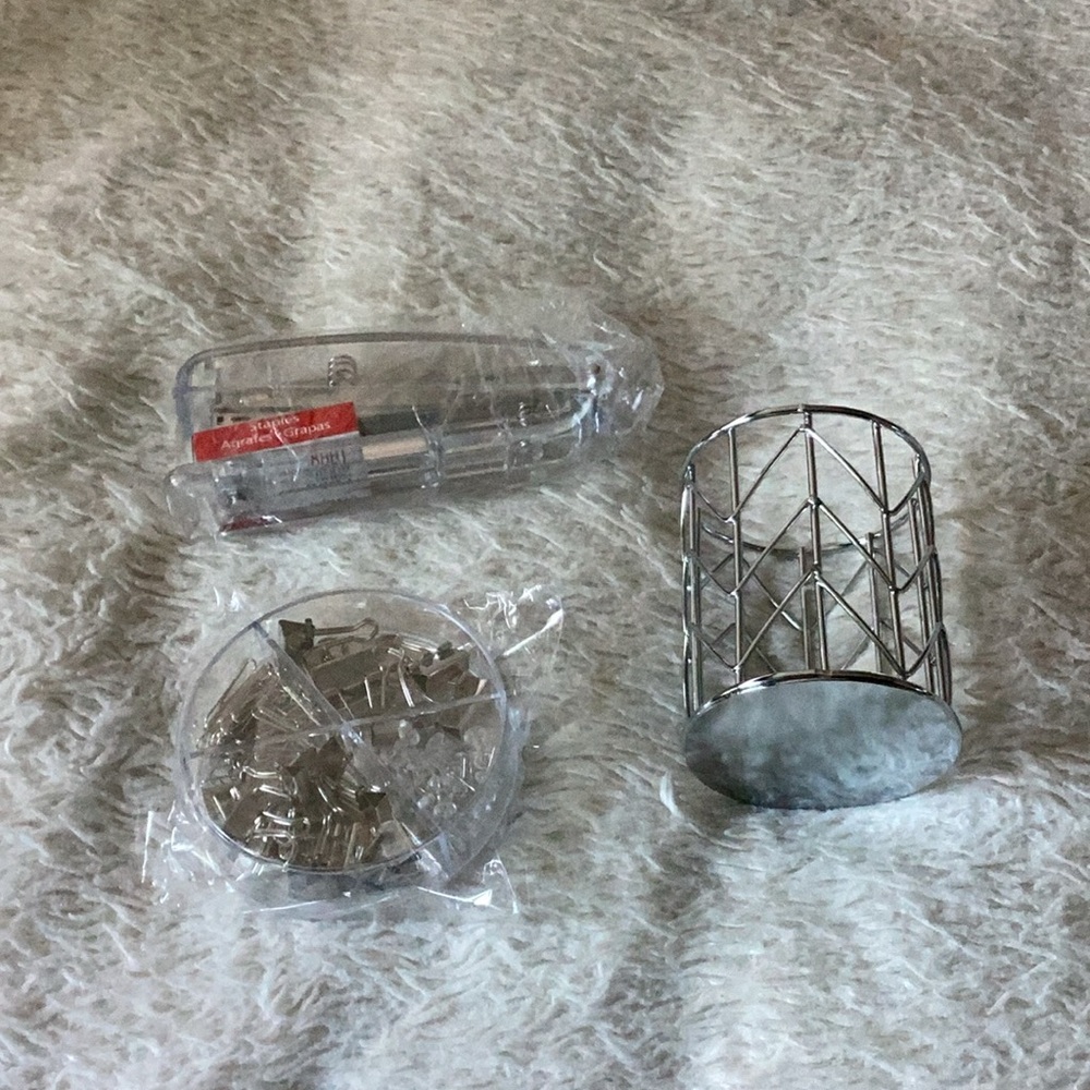 Silver Metal desk Organizer Set